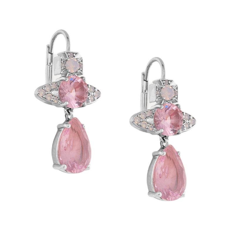 VIVIENNE WESTWOOD Symmetrical Composition Brass Earrings Women Earrings Silver Pink 6202015N-02P652