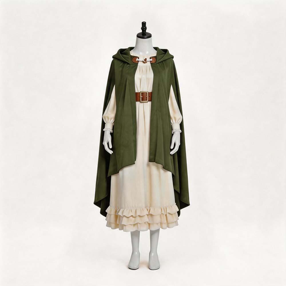 2026 Zamszowy Płaszcz Rycerza Halloweenowy Hobbit Cosplay Peleryna Role Play Długa Peleryna dla Dorosłych Dzieci Brązowy