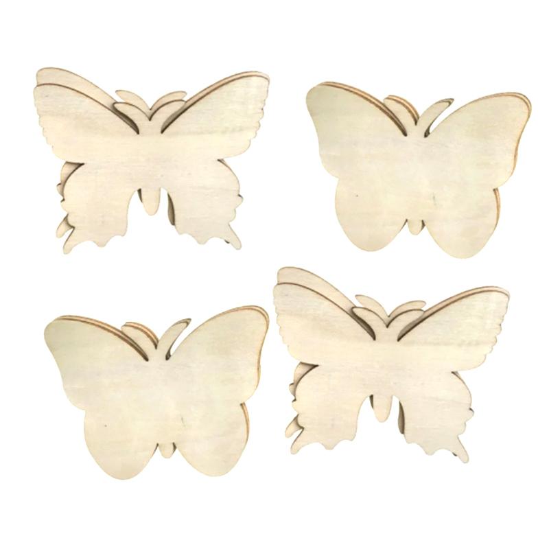 10pcs Butterfly Flower DIY Painting Wooden Crafts Wood Slices Ornaments For Birthday Wedding Party Table Decoration Kids Crafts