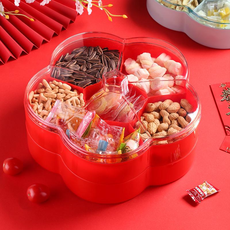 Large Capacity Nut Snack Storage Box, Double-layer Stackable Fruit Tray, Household Food Container, New Year Snack Storage Box