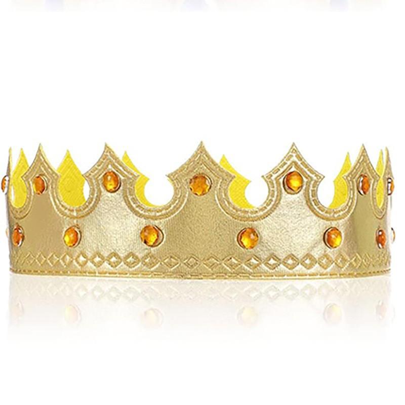 1PC Carnival Christmas Party Children's Ball Headgear Stickers Diamond Flannel Gold Adult King Crown Crown