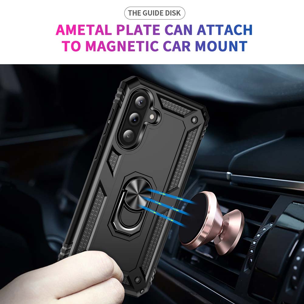High End Armor Car Magnetic Phone Case for Samsung Galaxy A57 A37 A27 A17 A07 A56 A36 A26 5G Metal Ring 360° Rotatable Bracket Shockproof Bumper Cover