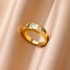 New Stainless Steel Heart zircon Rings for Women Chunky Gold Color Open Charm Ring Party Wedding Jewelry Prom Accessories Gifts