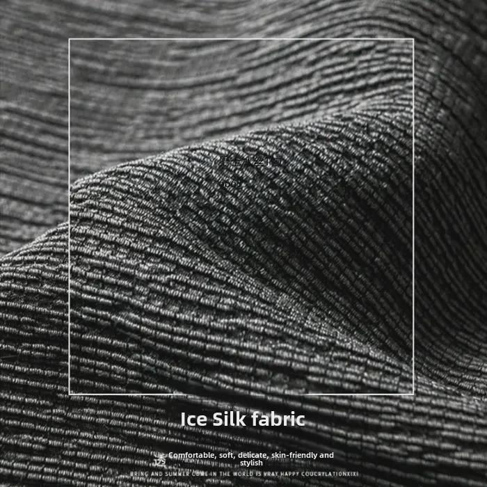 Men's Summer Ice Silk Two-Piece Casual Suit - Short-Sleeved Top & Loose Cropped Pants