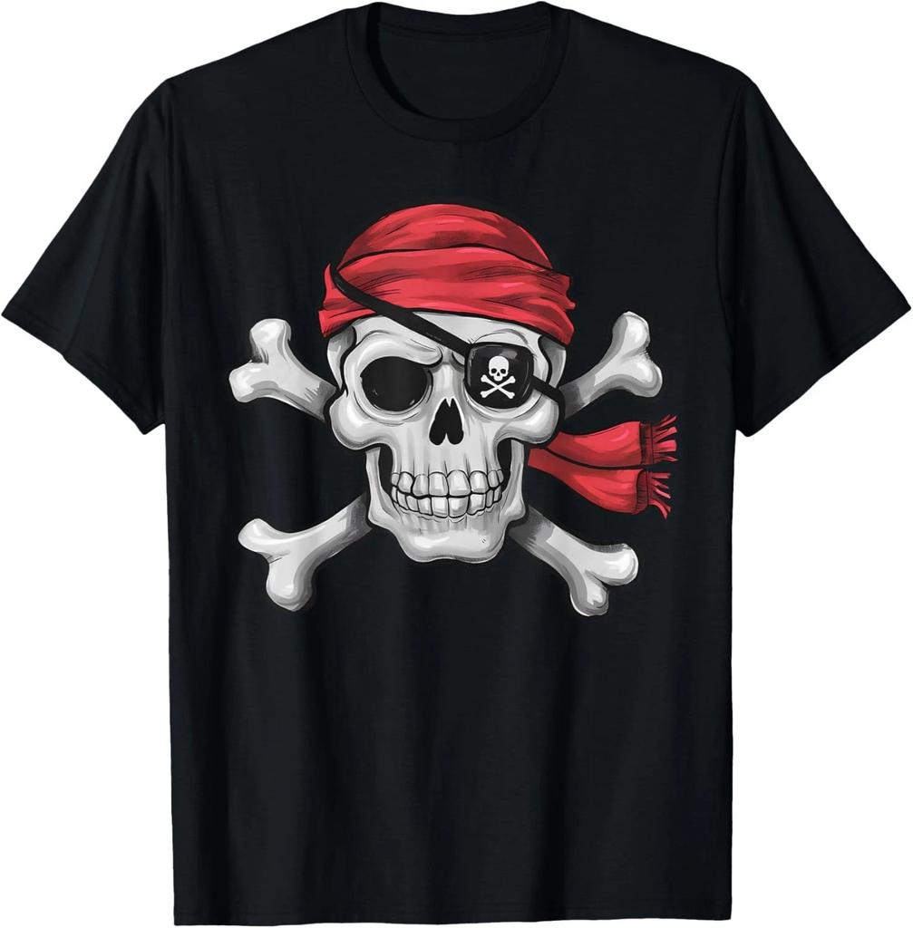 Pirate Skull Crossbones Halloween Costume Men Boy Kids T- Shirt