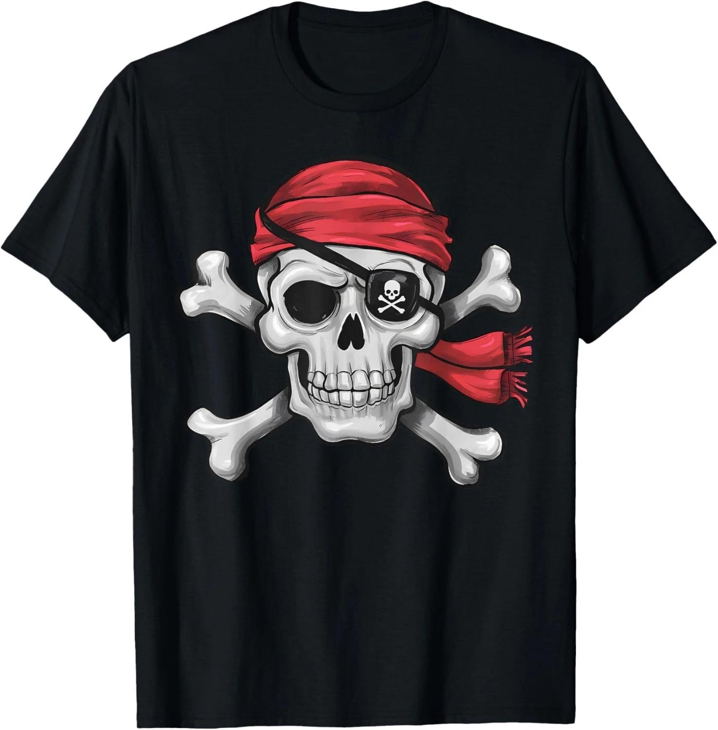 Pirate Skull Crossbones Halloween Costume Men Boy Kids T- Shirt 2XL