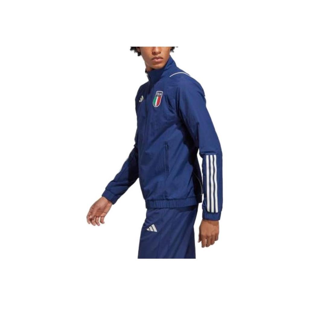Adidas Italy Tiro 23 Presentation Jacket Logo Print Retro Sports Stand Collar Zip Long Sleeve Jacket Men Jacket Blue HS9872