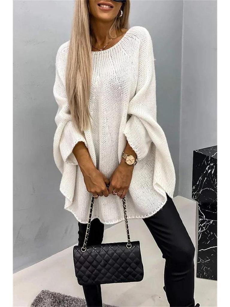 2024 Autumn/Winter Women's Cape-Style Knit Shawl Sweater