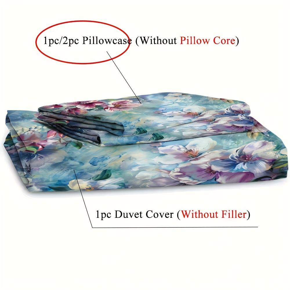 2/3Pcs European Classical Flowers Duvet Cover Set 1 Duvet Cover + 1/2 Pillowcase, Without Core, Romantic And Elegant Watercolor