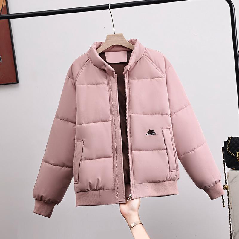 

Зимняя свободная утолщенная пуховая хлопковая куртка женская короткая студенческая хлопковая куртка модная XXL розовый