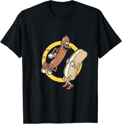 Zabawny Hot Dog Wskakujący do Bułki Prezent Koszulka Unisex