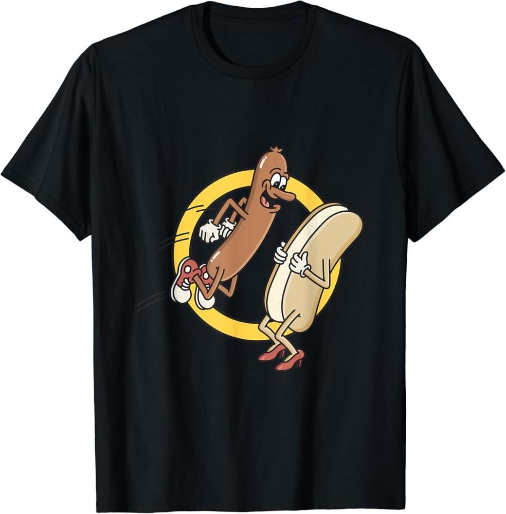 

Funny Hot Dog Jumping Into A Bun Gift Unisex T-Shirt 4XL