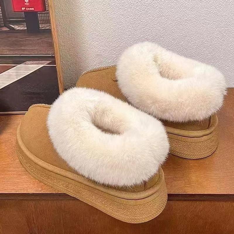Women's Winter Fleece Lined Snow Boots Thickened Warm Short Boots Platform Heightening Cotton Boots