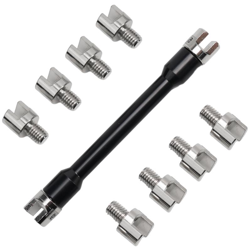 Complete Spoke Wrench Set for Motorcycles 10 Interchangeable Sizes in Steel with Portable Dustproof Storage Case