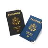 New US Passport Holder Leather Thin Passport Covers Golden Copper Corner Id Card Holder Plane Ticket Holder Travel Accessories