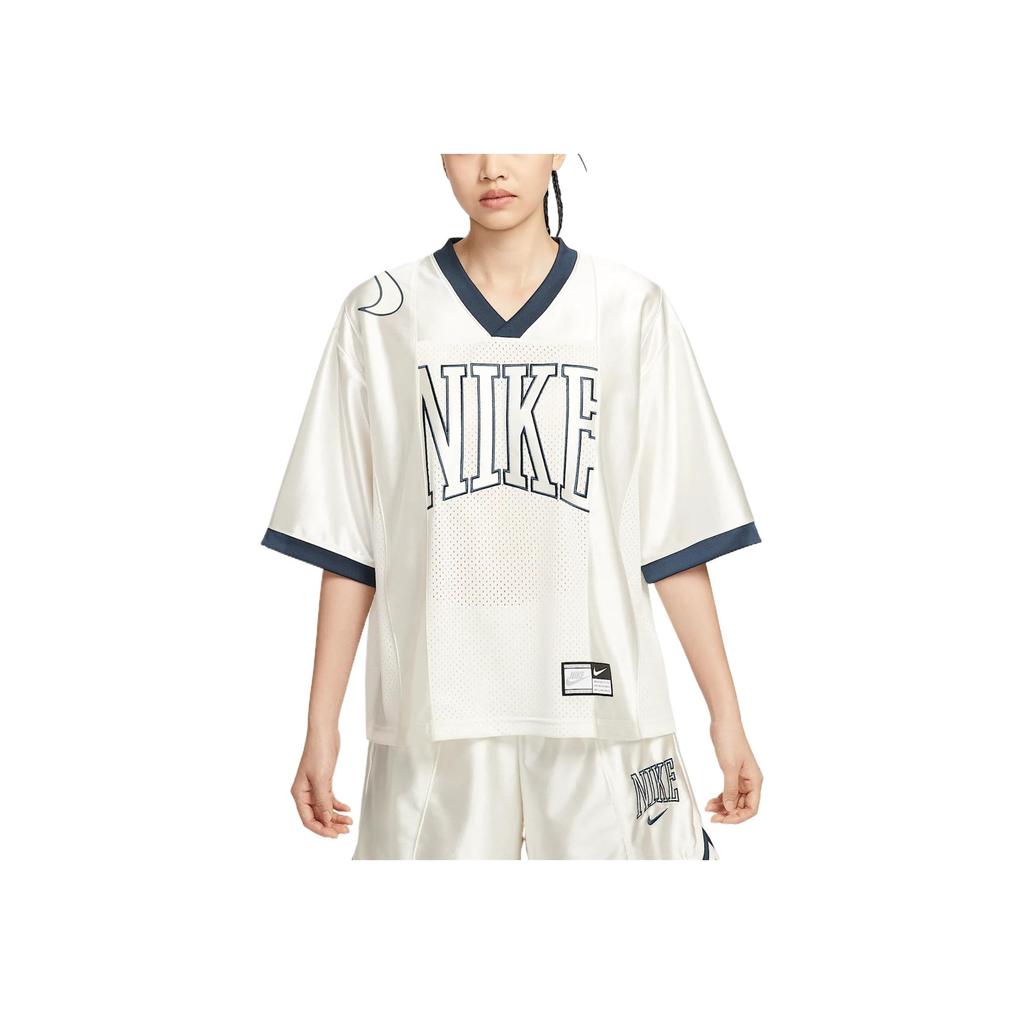 Nike Odzież sportowa Wygodna Moda Miękka Oddychająca Koszulka z Krótkim Rękawem Damska Bluzka Off-White HJ0281-133