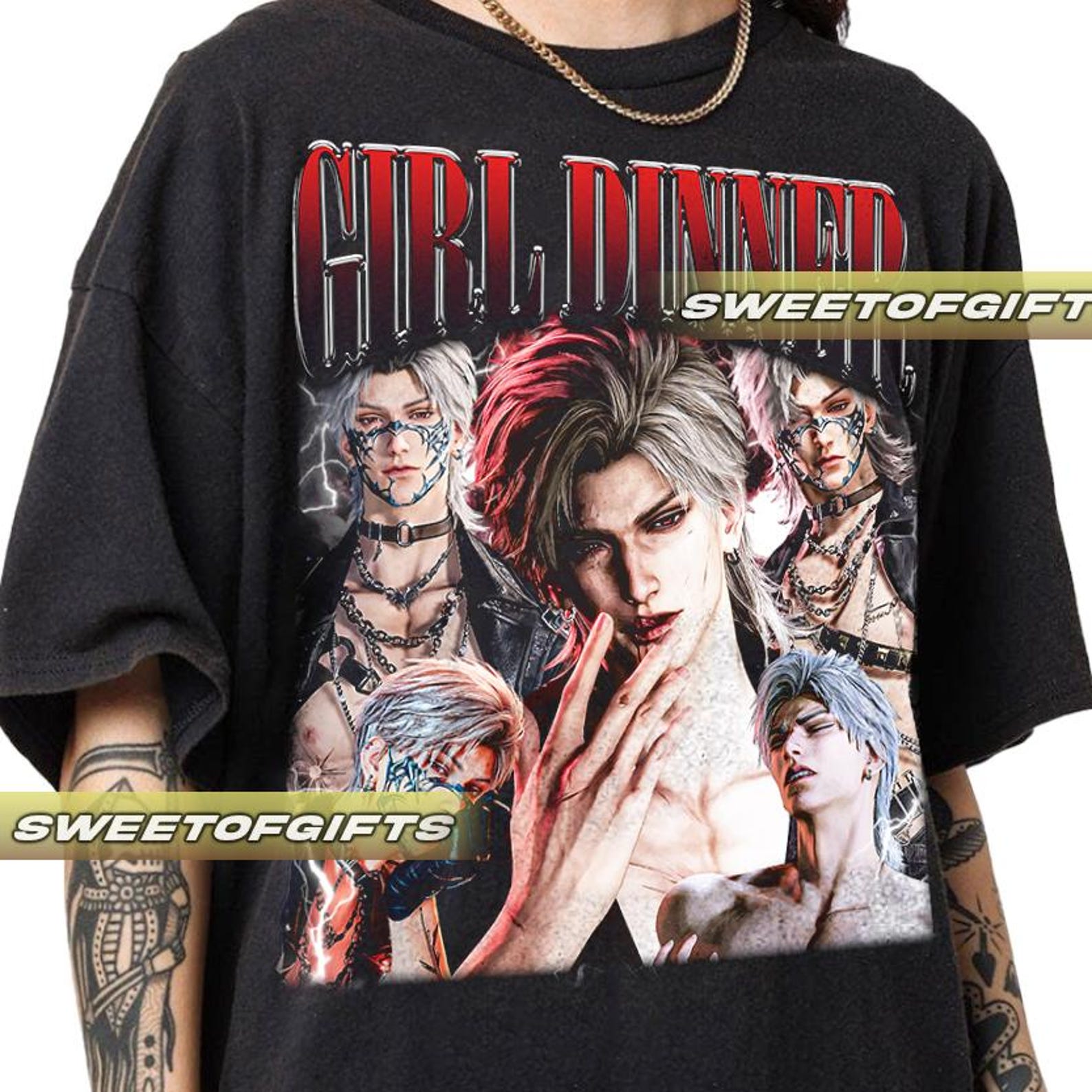 Limited Girl Dinner Sylus Love and Deepspace Tshirt Vintage Unisex Shirt 4XL