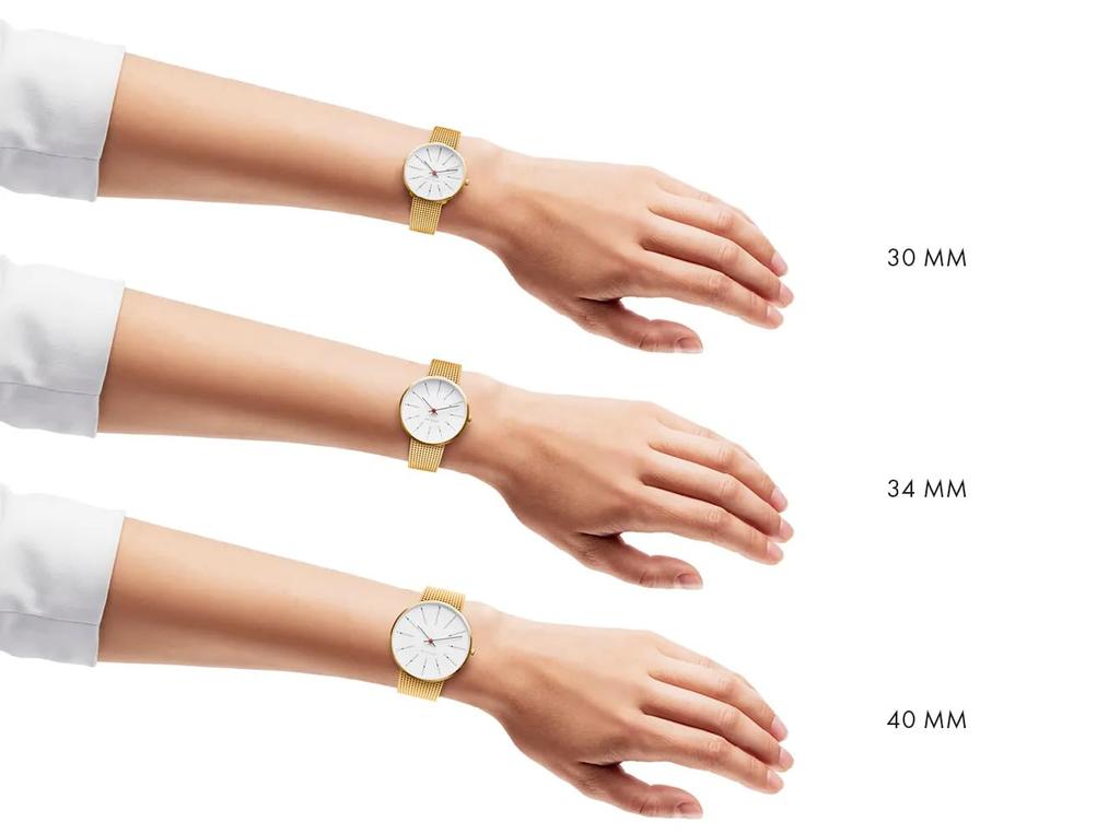 ARNE JACOBSEN BANKERS 53107-1609 Watch, 34mm, Nordic Design, Water Resistant (Quiet Design with No Second Hand), White Gold, Mesh Strap