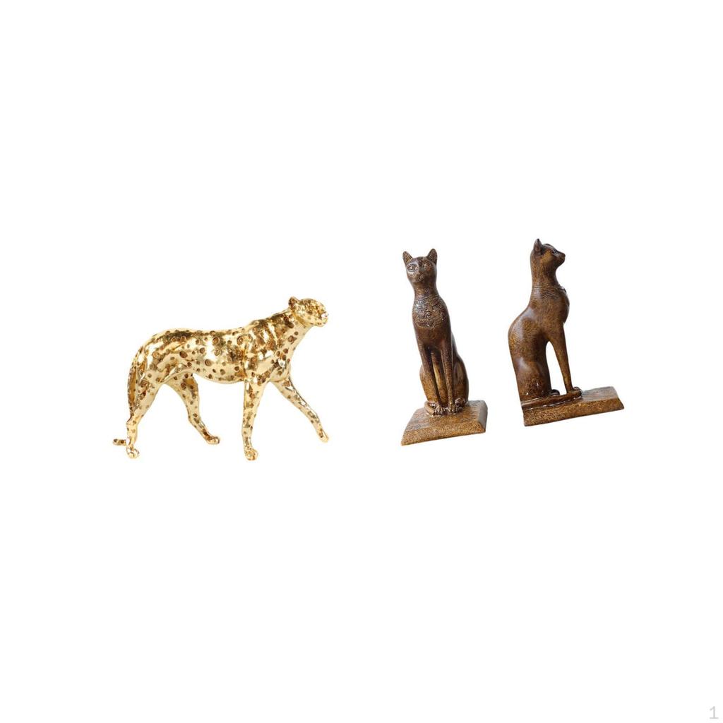 Cat Figurine Sculpture Decorative Table Centerpiece Animal Ornament Bookends Shelf Holders Tabletop