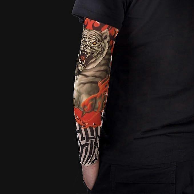 6 sztuk modnych nylonowych rękawów z tymczasowymi tatuażami na ramię, Halloween, miękkie, dla mężczyzn i kobiet