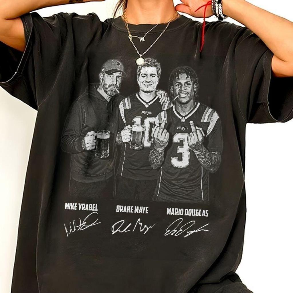 דרייק מיי, דמאריו דאגלס, מייק ורבל, פוטבול מצחיק של ניו אינגלנד, גרפיקה וינטג', חולצת צבע נוח