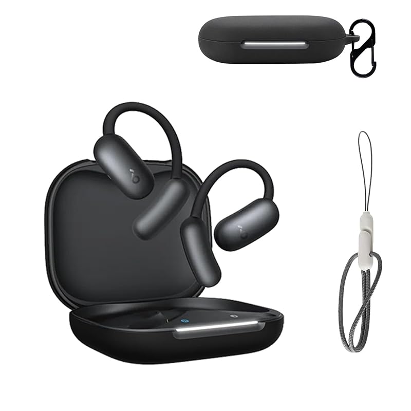 

correspondence For Anker Soundcore AeroFit 2 case cover [RIGFUJUN] Protective cover With carabiner Loss prevention case for earphones Scratch