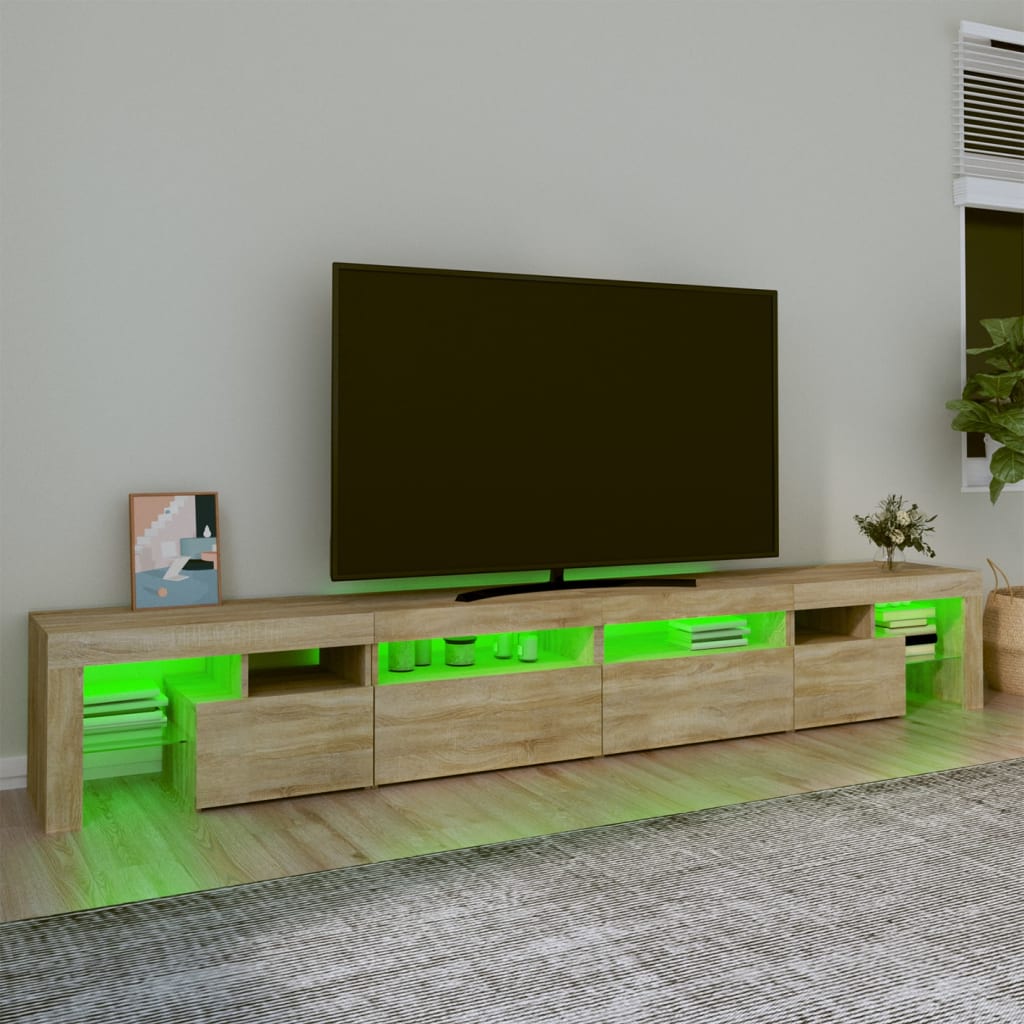 Vidaxl Szafka Pod Tv Z Oświetleniem Led, Dąb Sonoma, 260X36,5X40 Cm