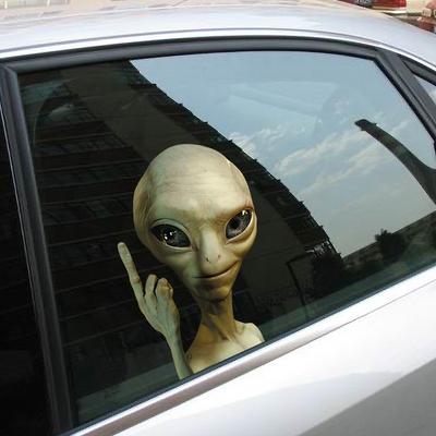 1PC Alien Waving Car Stickers Auto Window Waterproof Vinyl Decals Durable Vehicle Bumper Body Funny UFO Decoration Universal
