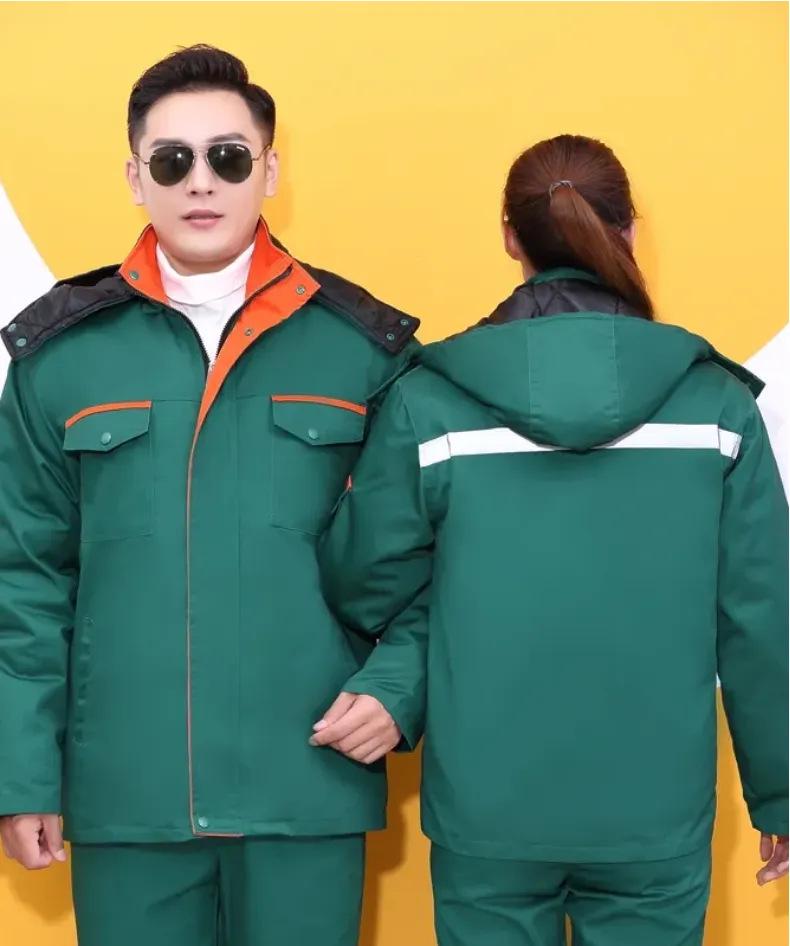 Unisex Winter Cotton-Padded Work Coat: Double-Layered for Outdoor Labor