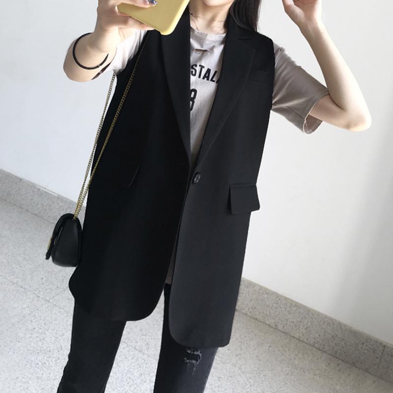 Korean Style Women's Sleeveless Waistcoat – Medium/Long, Large Size, Net Celebrity Spring Wear