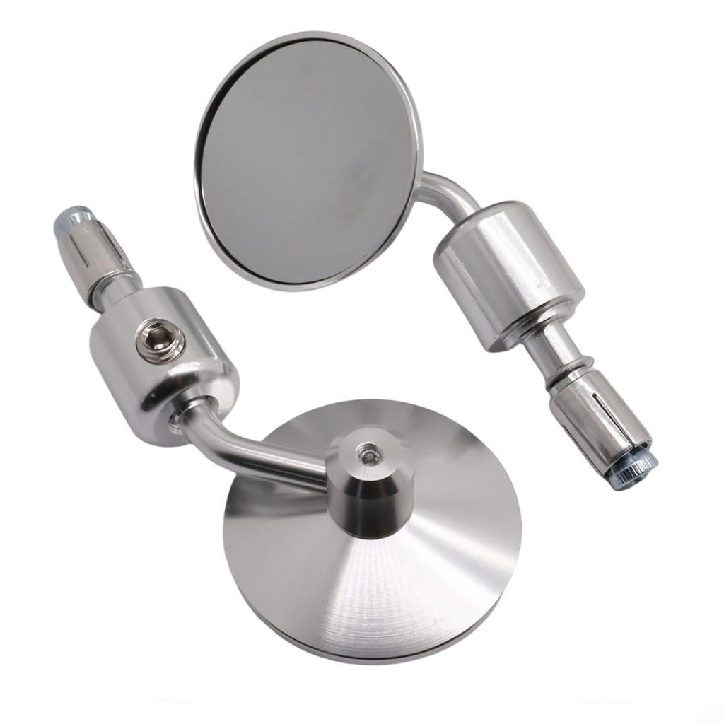 Universal Fit Motorcycle Rearview Mirror, Compatible with 0.9 inch (22 mm) Handles, Electroplated Silver, CNC Machining, Aluminum