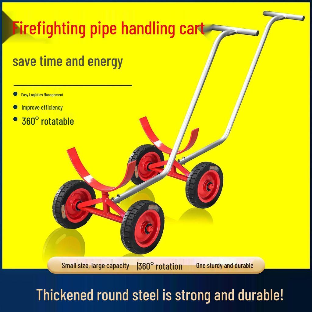 Firefighting Pipeline Handcart: Multifunctional Steel Trailer for Pipe Transport At Construction Sites
