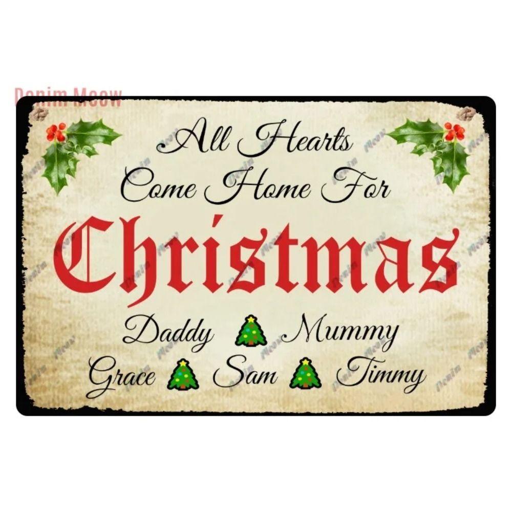 Vintage Christmas Metal Tin Sign Home Festive Wall Decor