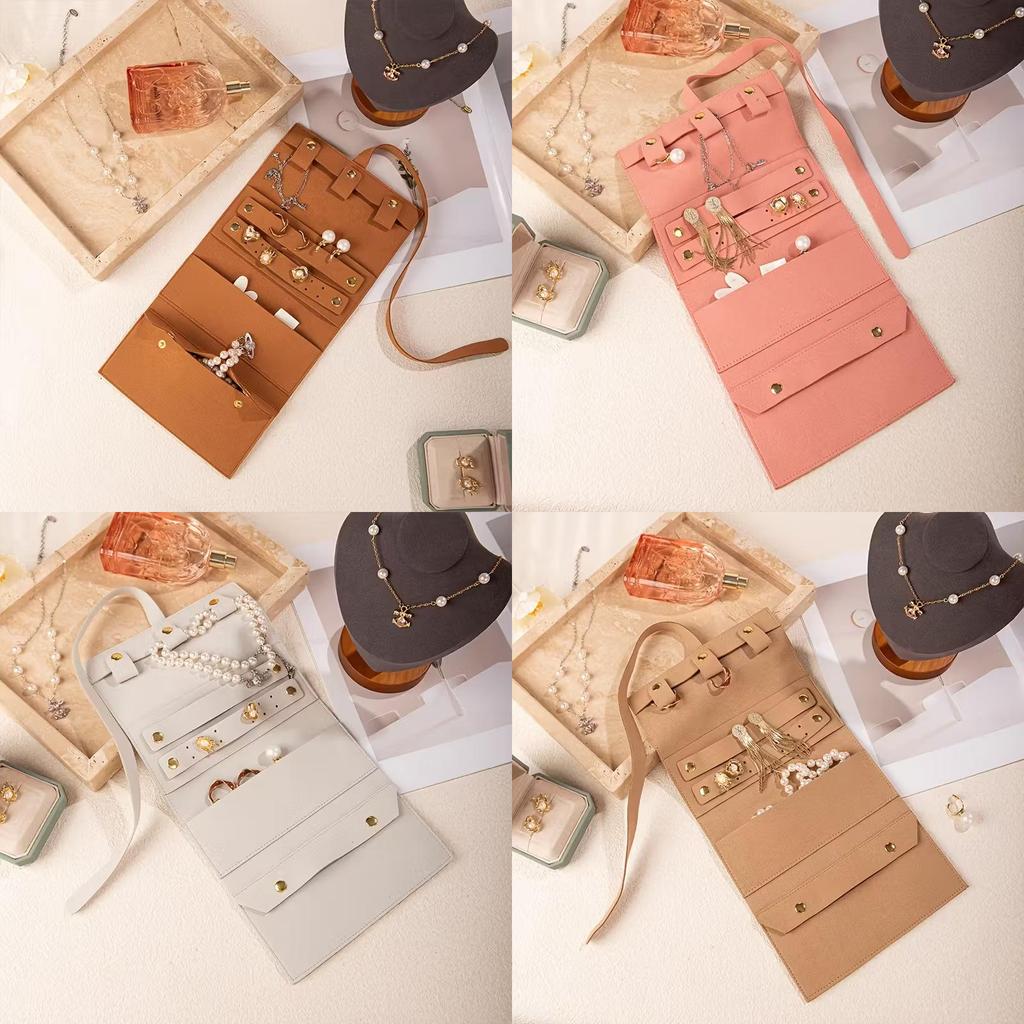 Modern Simple Leather Jewelry Pouch With Soft Design For Travel And Gift Use