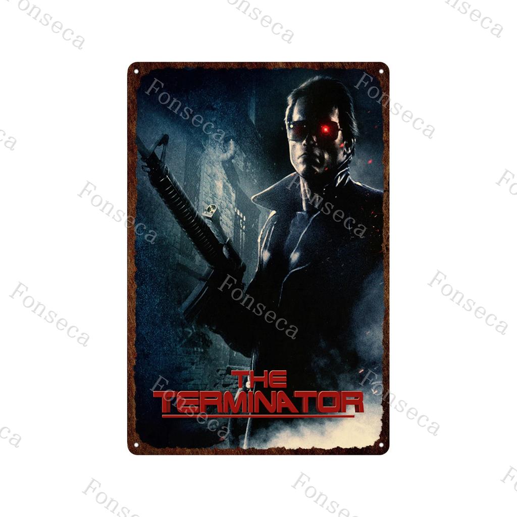 Terminator 2 Movie Metal Poster Tin Sign Classic Movies The Terminator Metal Plates Home Decoration Wall Art Iron Paining
