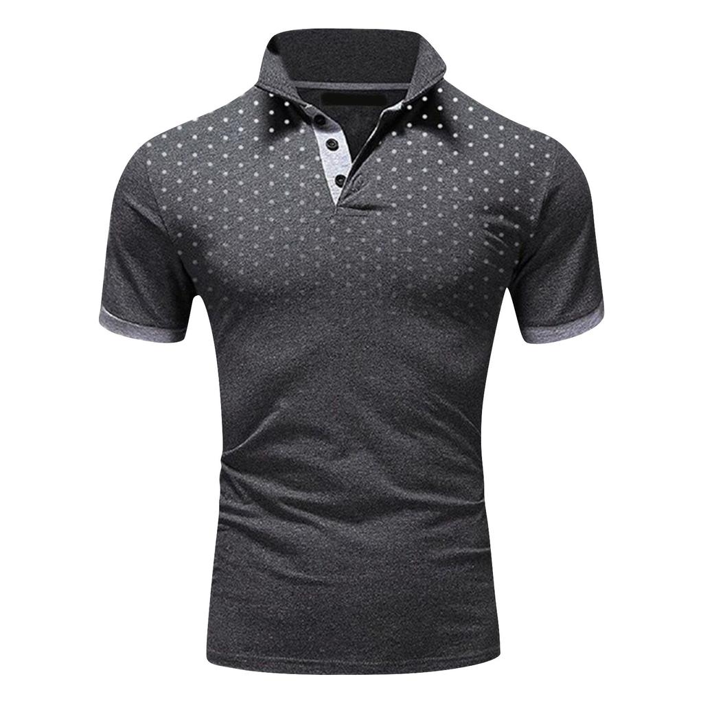 Large Men's Casual Slim Dot Print Short Sleeve T-shirt Men's Summer