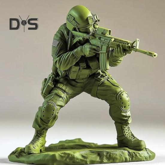 Elite Kampfsoldat Figur Grün Militärmänner Statue Sammlerstück Mini Soldatenstatue für Desktop-Dekor Militärbegeisterte Geschenk