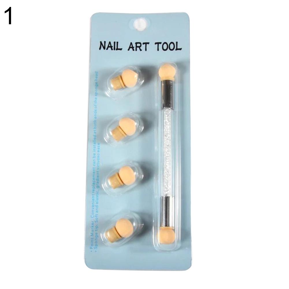 Portable Washable Double-Head Sponge Stained Pen Nail Art Painting Point Painting Tool