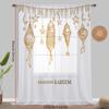 1PCS white background gold border starry moon lantern curtain   Ramadan festival style   living room bedroom   translucent curtain
