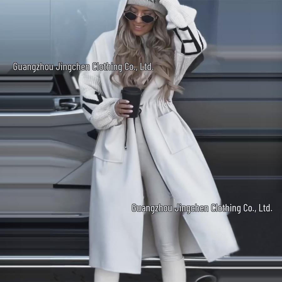 2024 Autumn/Winter European & American Women's Casual Hooded Spliced Coat