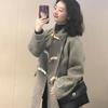 Short Wool Coat Women Winter Korean Style Horn Button Jacket High Quality Petite Outerwear