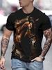 T-shirt Vintage da Uomo Moda Stampa Cavallo Casual Girocollo Grafica T-shirt Top Street Harajuku Manica Corta Tee Abbigliamento Uomo