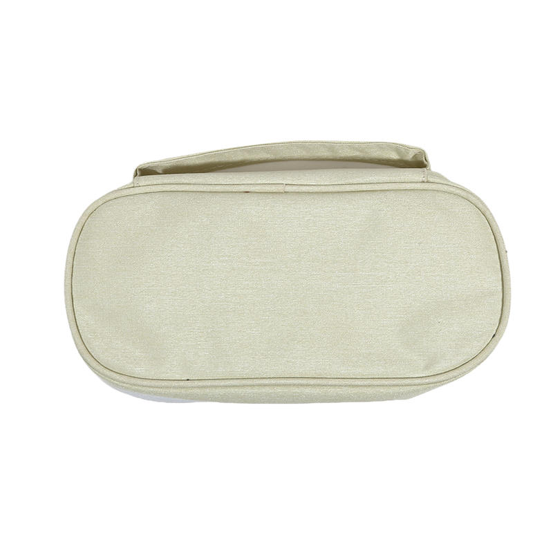 Handheld Double-layer Pencil Case Oxford Cloth Solid Color Student Case Pencil with Pen Clip Compartment Storage Bag School Stationery