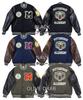 Houston Embroidered Cat Print PU Leather and Melton Wool Stadium Size Navy Jacket, 51272, Medium,