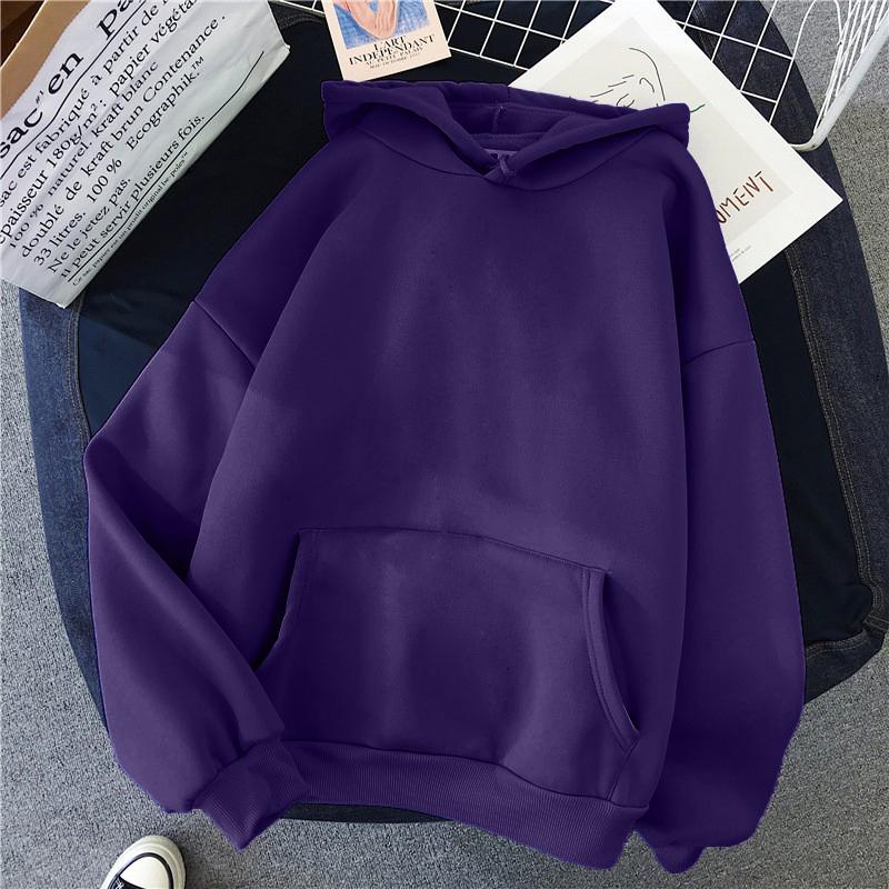 Womens Pullover Hoodie Loose Fit Long Sleeve Drawstring Hooded Sweatshirt with Kangaroo Pocket Casual Basic Style Top