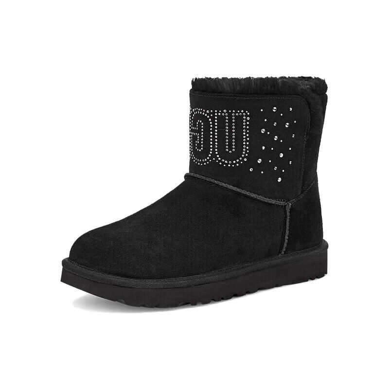 UGG Classic Diamond-Studded Short Snow Boots Women Boots Black 1125911-BLK