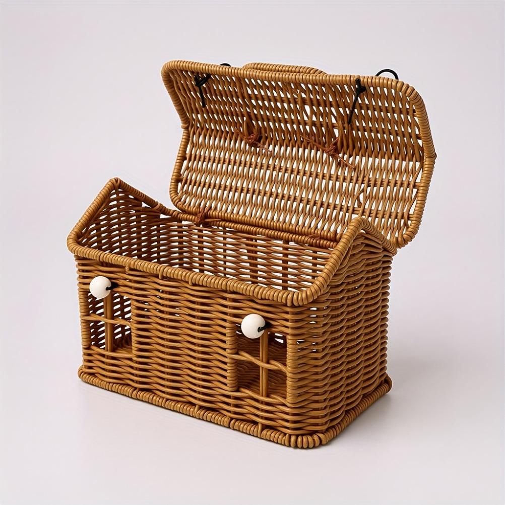 Vintage Imitation Rattan Woven Storage Basket Wedding Birthday Gift Box Bridesmaid Companion Storage Box Multi Functional Box