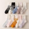 Socks Winter Women's Medium Tube Autumn New Coral Fleece Fleece Half Fleece Women's Socks Gypsy Stars Confinement Home Sleep Socks