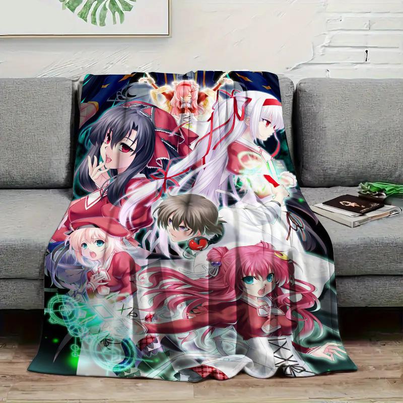 Anime Girls Group Characters Flannel Throw Blanket, Soft Blanket for Sofa Bed, Anime Print Home Decoration