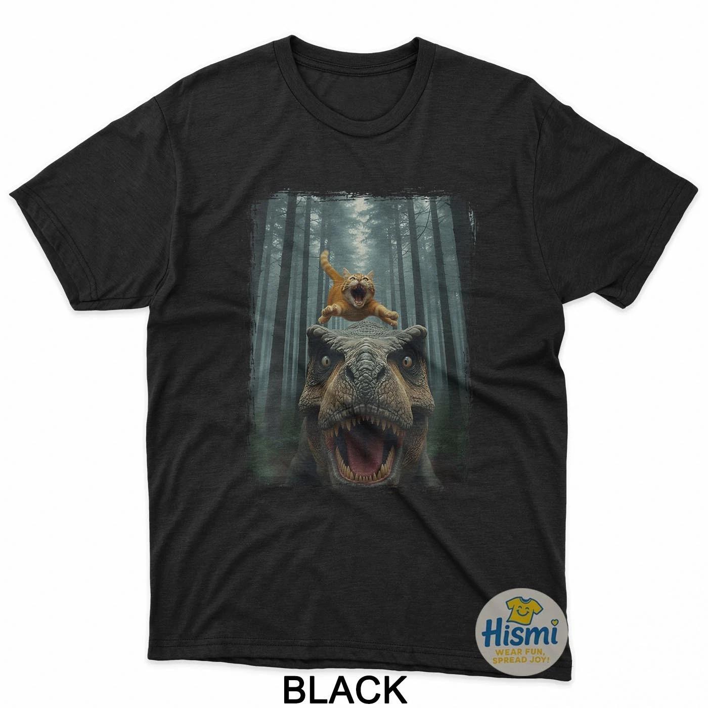 

Savage Killer Cat Pouncing Attack Hunting Dinosaur T-Rex T-Shirt S